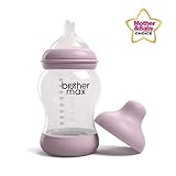 Brother Max Baby Bottles, Anti-Colic Breast-Milk Feeding Bottles, Breast-Like Nipple for Natural Latch, BPA-Free (Pink, 8oz)