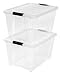 IRIS USA 53 Qt Stackable Plastic Storage Bin with Lid, 1 Pack - BPA-Free, Made in USA - See-Through Organizing Solution, Latches, Durable Nestable Container, Secure Pull Handle - Clear