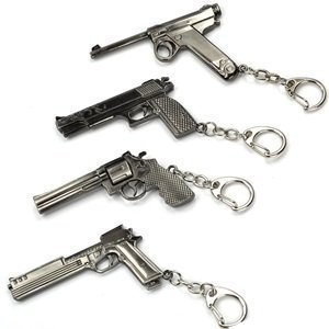 Mallofusa Pack of 4 Pcs of Mini Metal Shooting Gun Model Keychain Pendant Key Ring Sniper Rifle Pendant (502#003#747#664)