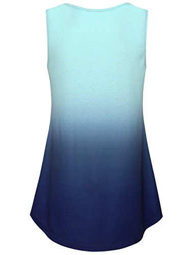 Gaharu Sleeveless Shirts For Women, Youth Summer Pleats Round Neck Tunic Blouse Relaxed Fit Soft and Cozy Flare Running Tank Top Blue,Large