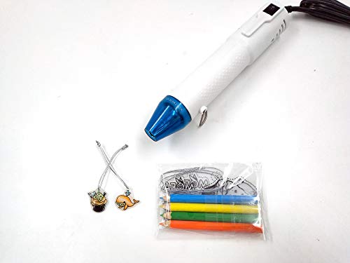 mofa Embossing Heat Gun,Hot Air Gun Tools Shrink Gun with Stand For DIY Embossing And Drying Paint Multi-Purpose Electric Heating Nozzle 130W With Heat Shrink Film,Colorful Pencil For Free(White,Blue)