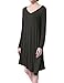 Women's T Shirt Dress Casual Loose Tunic Long Sleeve V-neck Frock by Azot (M, Black)