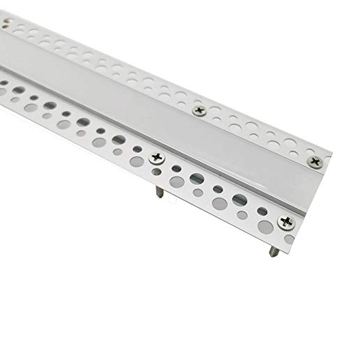 6Pack 3.3Ft (1M/PCS) Plaster LED Profile Channel, Trimless Recessed LED Aluminum Channel with Flange for 20mm LED Strip, Drywall LED Profile System with Diffuser Fixed with Screws (6PCS1M(3.3ft))