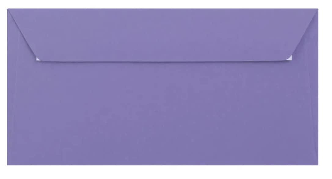 DL Coloured Envelopes for Greeting Cards Wedding Invitations & Crafts (110x220mm) Pack of 100 (Purple Peel & Seal) — image 1