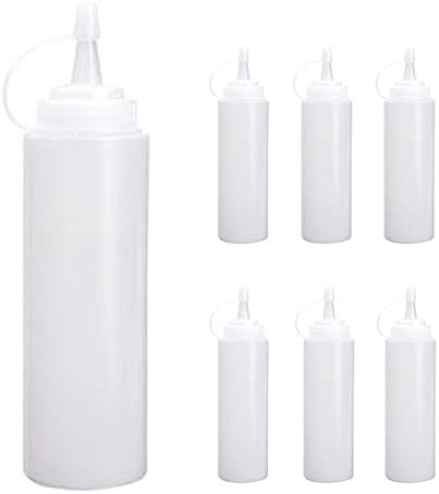Goodservice4y Plastic Bottle Dressing Squeeze 8-oz/12-oz/16-oz/24-oz (6PCS 12oz Clear)