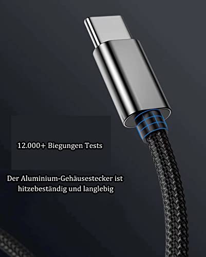 Aenkall USB C Kabel Schnellladekabel 2M, Lange USB C Ladekabel [2 Stück], Nylon Typ C Ladekabel, Usb Typ C Kabel Kompatibel für Samsung Galaxy/S21/ S20/ S10/ S9/ S8+ /S10/A71/A52, Huawei P40/ P30/ P20
