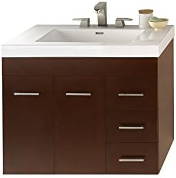 RONBOW Bella 33 inch Bathroom Vanity Set in Dark Cherry, Single Bathroom Vanity with Wall Cabinet and Drawer, White Evin Bathroom Sink Top with 8 inch Widespread Faucet Hole 011231-L-H01_Kit_2