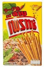 Glico Pretz Bread Stick Biscuit Crispy Snack Food Larb Flavour 38g. (Pack of 6)