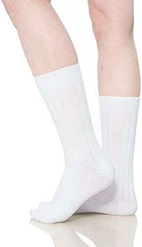 ComfortNFashion Lenzing Modal Super Soft Rib Mens Dress Crew Socks, 2 Per Pack, White, 9-11
