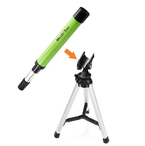 MaxUSee Refractor Telescope for Kids, Portable Telescope with 30X Power for Beginner, Travel Scope Aperture 30mm, Small Telescope with Tabletop Tripod, Green - Thumbnail 3