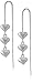 Amazon Collection Sterling Silver Three Heart Threader Drop Earrings