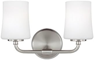 Feiss VS23602SN Jennie Glass Wall Vanity Bath Lighting, Satin Nickel, 2-Light (13"W x 9"H) 150watts