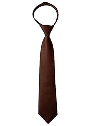 Spring Notion Boys' Satin Zipper Necktie Brown Small