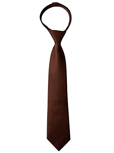 Spring Notion Boys' Satin Zipper Neck Tie with Gift Box Medium Brown