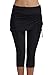 FanShou Women Capris Swim Pants Tights Sport Swimming Surfing Leggings Sun Protection (Large, Black)