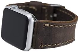 Booyse Watch Band Compatible Series 4 Series 3 Series 2 Series 1 Tan Color Genuine Leather 42 mm 44 mm Watch Strap with Black Buckle