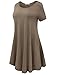 BELAROI Womens Comfy Swing Tunic Short Sleeve Solid T-Shirt Dress (M, Khaki)