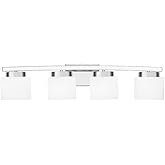 Dosoty 4-Light Modern Chrome Vanity Light Fixture with White Glass Shade for Bathroom Over Mirror, 31.5 Inches