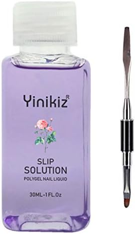 oukerst Quick Building Polygel Nails Liquid Polish Slip Solution False Nail Tips Dual-ended Brush