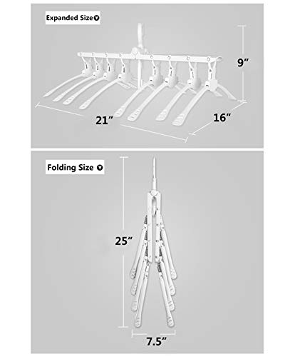 Gemazon Collection Magic Multi Folding Clothes Hangers - Non Slip Plastic Drying Rack, Space Saving with 360 Degree Swivel Hook  - Thumbnail 3