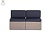 SOLAURA Outdoor Furniture Sectional Sofa Conversation Set 2 Additional Chairs Gray Wicker with Nautical Navy Blue Cushions