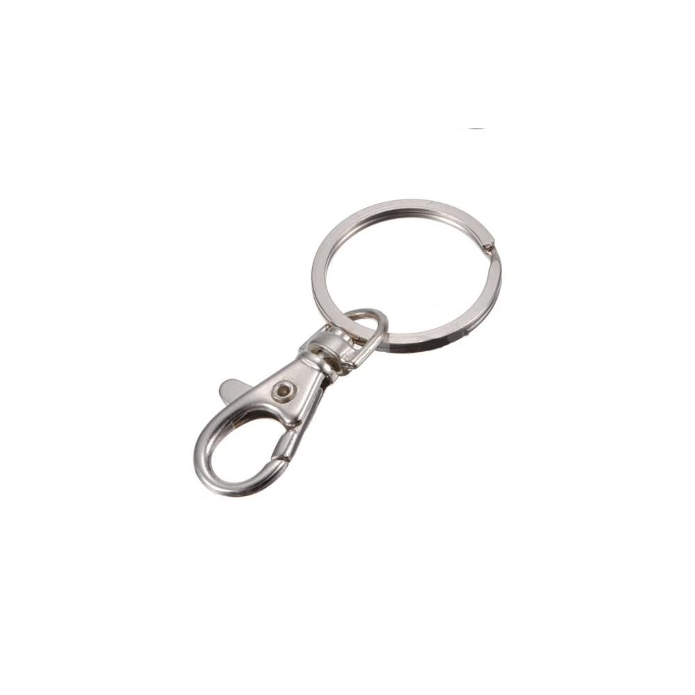ROHANS Small Silver Tone Lobster Trigger Swivel Clasps Split for Keyring Hook FOB Ring - 37mm x 16mm with Ring (100)