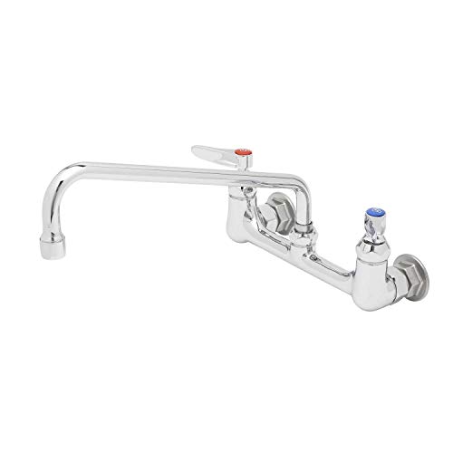 T&S Brass Double Pantry Faucet, Wall Mount, 8 Centers, 12,Chrome - Thumbnail 2