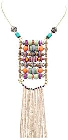 Jewelmake Reindeer gold fiinish multi color beaded necklace
