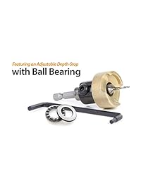 Amana Tool 55150 Avellanador de carburo con punta de 82 grados con taladro cónico y tope de profundidad ajustable con BB sin empuje, 3 8 D x 3 32 Taladro D x 1 4 de pulgada Hex. De liberación rápida SHK
