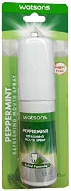 2 packs of Watsons Peppermint Refreshing Mouth Spray. Xylitol Formula, Sugar free. Specially formulated to overcome bad breath from smoking, drinking, and eating spicy foods. (15ml./ pack)