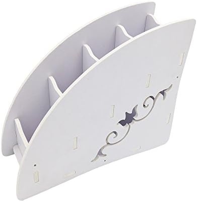 TuuTyss Simple Carved Wood TV Remote Control Organizer Holder Caddy Media Storage White-Flower