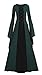 Meilidress Women Medieval Dress Lace Up Vintage Floor Length Cosplay Retro Long Dress Dark Green
