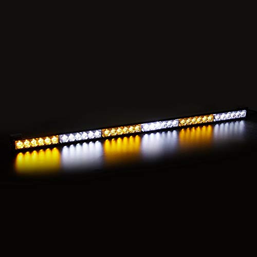 SmallFatW 38 Inch 36 LED Strobe Light Bar Traffic Advisor Directional Warning Emergency Rooftop/Rear Light Bar for Construction Vehicles, Tow Trucks, Law Enforcement Vehicle, Police (Amber/White)