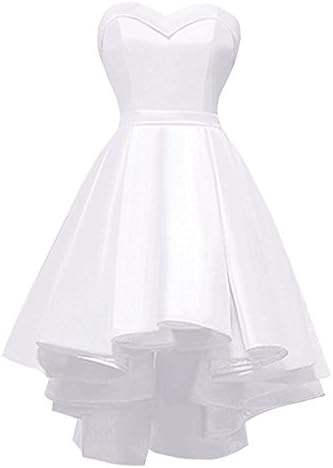 Sweetheart Short Prom Homecoming Dress Strapless High-Low Satin Party Gown Lace up
