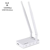 OURLINK 802.11ac Dual Band 2.4G/5G 1200mbps High-Gain USB Wireless Long-Rang WiFi Network Adapter with Double 5dbi High Gain Antenna