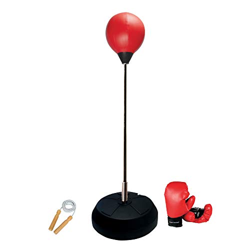 Protocol Boxing Ball Set with Punching Bag, Boxing Gloves, Jump Rope, Adjustable Height Stand