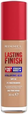 London Lasting Finish jusqu'à 35h, 203 True Beige, fond de teint, longue tenue, hydratant, formule vegan, couvrance totale, 30 ml