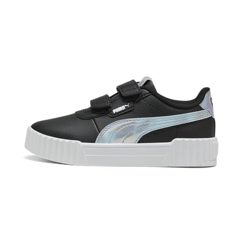 PUMA Unisex-Child Carina Hook and Loop Shoes, Black-Cool Blue AH25, Toddler 6