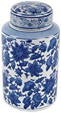 Vagabond Vintage, Blue and White Ceramic Jar - Lotus