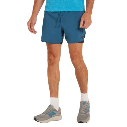 Shorts New Balance Rc Essential 5 Masculino, Azul Petroleo, M