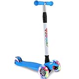 BELEEV Kick Scooter for Kids 3 Wheel Scooter, 4 Adjustable Height, Lean to Steer with PU LED Light Up Wheels for Children from 3 to 14 Years Old
