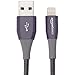 Amazon Basics Double Nylon Braided USB A Cable with Lightning Connector, Premium Collection, MFi Certified Apple iPhone Charger, 6 Foot, 2 Pack, Dark Gray