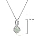 Created Opal and Diamond Pendant Necklace for Women in Sterling silver on an 18 inch Sterling Silver Chain