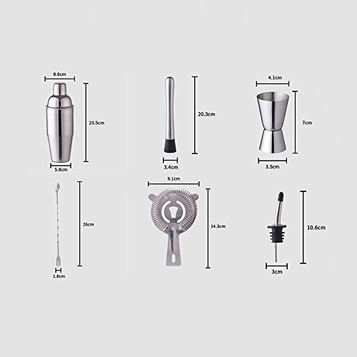 LKNJLL Cocktail Shaker-Werkzeug-Set, Edelstahl gebürstet Barkeeper Kit mit Allen Barzubehör, barsieb, Doppel Jigger, Bar… – Bild 3