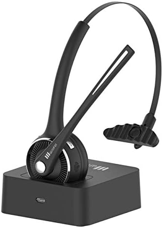 Trucker Bluetooth Headset,Willful Wireless Headset with Microphone,Charging Station,Noise Cancelling Hands Free Phone Headset for Truck Driver Call Center Office PC Skype