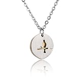 HUAN XUN Compass Necklace Cut Out Disc Charm Necklaces Stainless Steel Jewelry 16