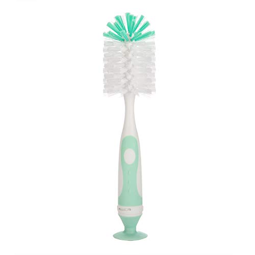 Baby Bottle Brush with One Base Hidden Nylon Nipple Cleaner,2 Pcs Sponge Nipple Brushes,2 Pcs Straw Brushes,Baby Bottle Cleaner with Nipple Cleaner and Stand,Bottle Brush with Suction Cup,Green