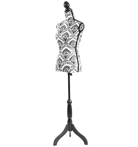 Female Mannequin Torso Dress Form with Black Adjustable Tripod Stand Dress Jewelry Display Baroco Style,Black Flower