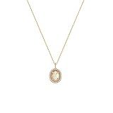 Mevecco Gold Oval Opal Necklace,14K Gold Plated