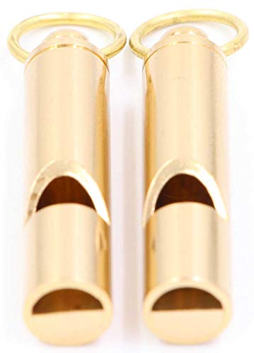 LeBeila Brass Metal Emergency Whistles - 2 PCS Adults/Kids Outdoor Loud Sound Survival Kit Lifeguard Safety Whistle Keychain with Keyring for Camping Dog Train Couching Boating Hunting, Party Favors